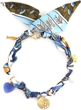 Panacea Print Fabric Charm Necklace in Blue at Nordstrom