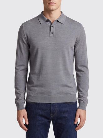 Zanone Long-Sleeved Knit Wool Polo with Three-Button Placket
