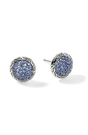 John Hardy JH ESSENTIAL PEARL HOOP EARRING GOLD 28MM in Blue Sapphire at Nordstrom