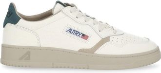Autry White Beige Suede Accent Perforated Low-Top Sneakers