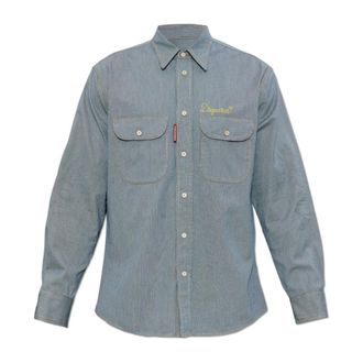 Dsquared2 Denim Shirts, male, Blue, Size: 2XL Shirt with logo