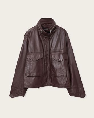 AllSaints Clay Funnel Neck Leather Jacket
