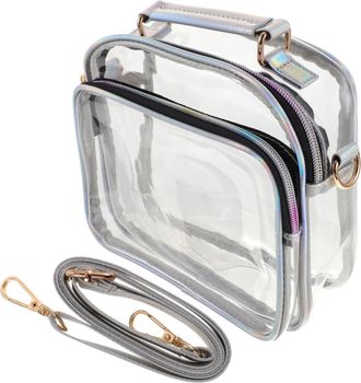 Yarnow Transparent Clear Crossbody Purse PVC Shoulder Bag for Women Stadium Approved Messenger Tote with Spacious Compartments Stylish Lightweight Design for
