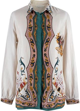 Etro Ivory Printed Silk Shirt Size S