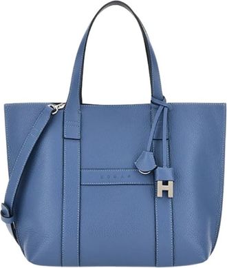 Hogan Script Shopping Piccola - Dames - Shoppers - Blauw - ONE Size - Leer - Tassen
