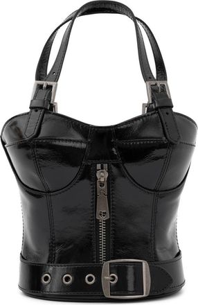 Jeffrey Campbell Bodice Leather Handbag in Black Crinkle Patent at Nordstrom