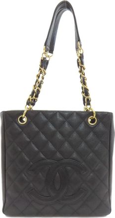 Chanel Black Leather Tote Bag (Pre-Owned)