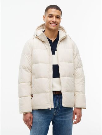 Tommy Hilfiger Mens Waterproof Lightweight Puffer Jacket - Newsprint Beige - XXXL