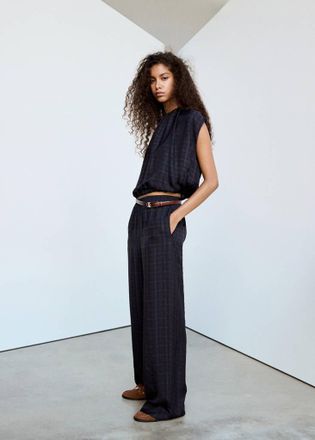 Mango Blusa quadri increspati blu - Donna - S - MANGO