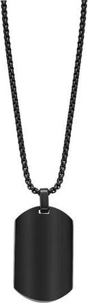 Geoffrey Beene Mens Stainless Steel Dog Tag Pendant Necklace in Solid Black at Nordstrom Rack