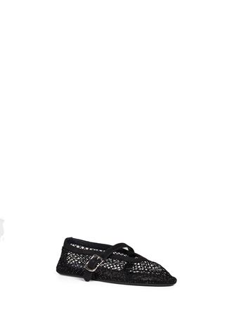 Alaia Womens Ballet Flats Black Lam&eacute; Suede Lambskin Ballerina Shoes