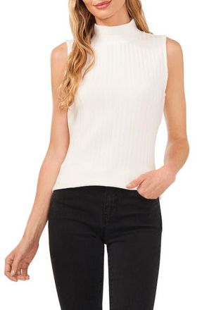 CeCe by Cynthia Steffe Mock Neck Rib Tank in New Ivory at Nordstrom, Size X-Large