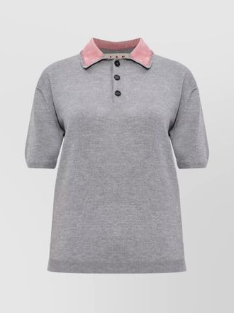 Marni wool polo shirt velvet collar