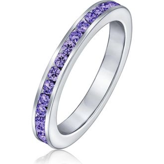 Bling Jewelry Sterling Silver London Blue CZ Eternity Band Ring in Purple at Nordstrom Rack, Size 6