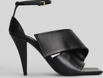 Givenchy Sliced Square Sandals In Black Leather