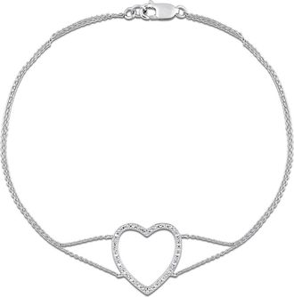 Delmar Diamond Open Heart Bracelet - 0.08ct. in White Gold at Nordstrom Rack