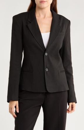 Frame Denim The Femme Organic Linen Blend Blazer in Black at Nordstrom Rack, Size 4