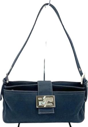 Fendi Pre-owned Shoulder Bags, female, Blue, Size: ONE SIZE Pre-owned Canvas Shoulder Bag