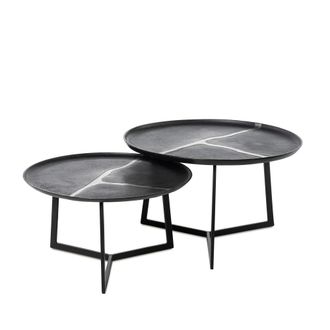 Koketto Home Juego 2 mesas centro metalicas en negro