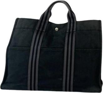 Herm&egrave;s Pre-owned Tote Bag - Dames - Vintage Shopper - Zwart - ONE Size - Katoen - Vintage