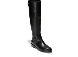 Cole Haan Harrington Leather Tall Knee High Riding Boots In Black