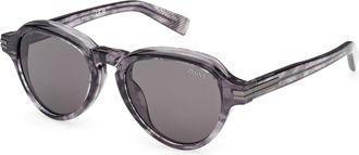 Ermenegildo Zegna Dark Brown Acetate Sunglasses with Geometric Design