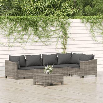 vidaXL Vidaxl - Set Divani da Giardino 6 pz con Cuscini in Polyrattan Grigio