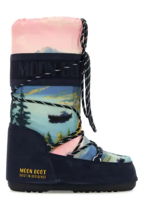 Moon Boot Moon Boot Printed Canvas And Suede Moon Boot X Guest In Residence Icon Boots