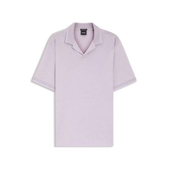 BOSS Johnny-collar polo shirt in cotton and linen
