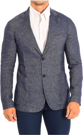 La Martina Long Sleeve Blazer - Heren - Blazers - Blauw - L - Katoen - Jassen