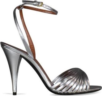 Saint Laurent Tina Sandalen - Dames - Sandalen met hakken - Grijs - 36 EU - Leer - Schoenen