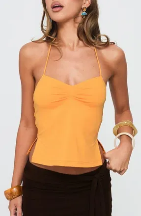 Princess Polly Rehna Halter Top in Orange at Nordstrom, Size 12