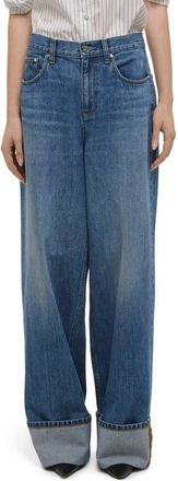 Helmut Lang Cuffed Wide Leg Jeans in Classic Blue at Nordstrom, Size 29