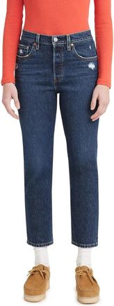 Levi's 501 Jeans Women Blue Denim Wash Straight Leg Cropped JAX1479