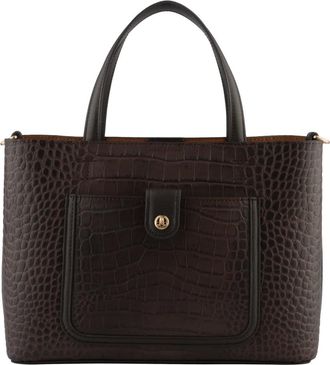 Pourchet Tassen, Dames, Bruin, ONE Size, Leer, Bride Croco Handbag