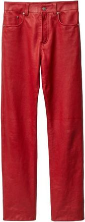 Versace Leather Pant - Dames - Leren Broeken - Rood - S - Leer - Broeken