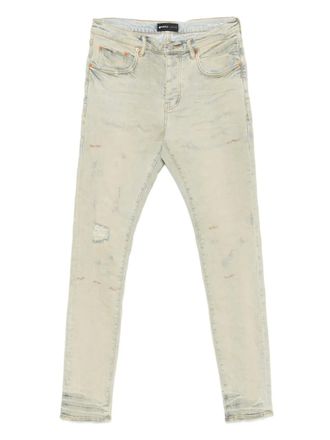 Purple distressed-effect jeans - men - Cotton/Lycra - 32 - Blue