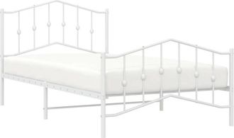 vidaXL Vidaxl - Metal Bed Frame without Mattress with Footboard White 100x200cm