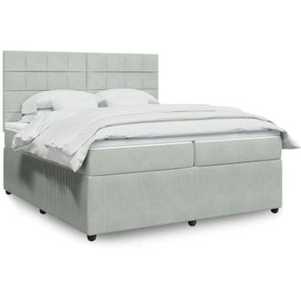 vidaXL Vidaxl - Cama Box Spring Con Colch&oacute;n Terciopelo Gris Claro 200x200 Cm