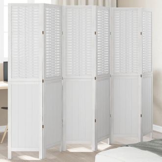vidaXL Vidaxl - Biombo Separador De 6 Paneles Madera Maciza Paulownia Blanco