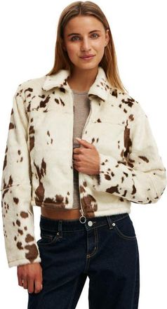Cotton On Womens Cow Faux Fur Jacket in Brown at Nordstrom, Size Xx-Small