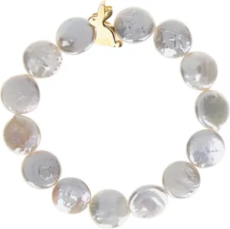 Aliita Rabbit Pearl 9K Gold Flat Pearl Bracelet