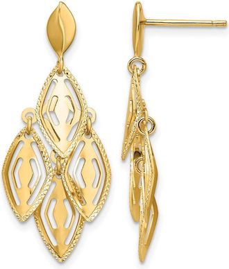 Diamond2Deal 14k Yellow Gold Diamond-cut Drop Dangle Chandelier Earrings