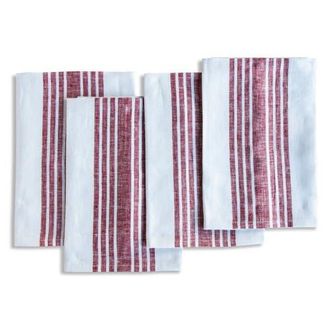 Solino Home Linen Dinner Napkins - Farmhouse, 20 x 20 in Burgundy And White at Nordstrom, Size Large