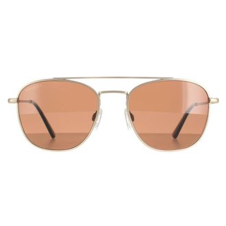 Serengeti Eyewear Aviator Matte Light Gold Polarized Drivers Brown Carroll
