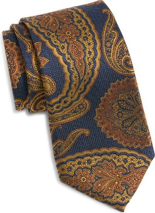 Nordstrom Paisley Silk Tie in Navy-Rust at Nordstrom
