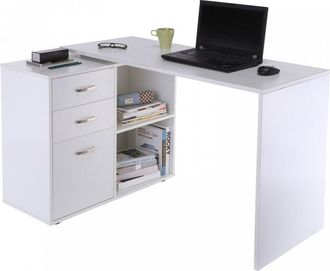 Carter's Home Office L Shape Computer Desk Workstation Drawer Shelf File Cabinet-White - CARTER | TJ Hughes White