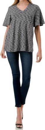 Vava Lavinia V-Neck Top In Two Tone Grey