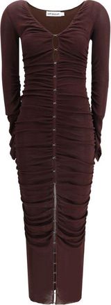 Self Portrait Womens Ruched Midi Dress - Dark Brown - Size Small