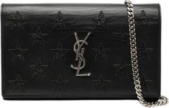 Saint Laurent Pre-owned Star Leather Chain Shoulder Wallet - Dames - Vintage Schoudertas - Zwart - ONE Size - Leer - Vintage